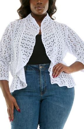 Nina Leonard Lace Three-Quarter Sleeve Bolero in White at Nordstrom Rack, Size 3 X