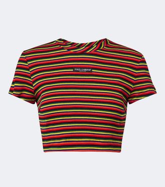 Dolce & Gabbana Cropped striped cotton T-shirt