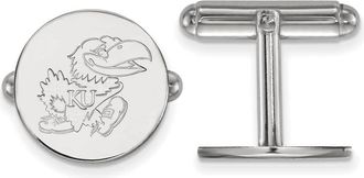 Diamond2Deal Sterling Silver Rhodium-plated Kansas Jayhawk Cuff Links