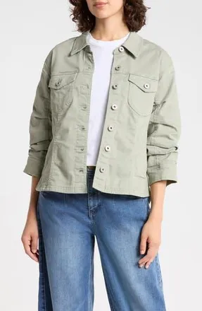 Democracy Cinch Sleeve Denim Jacket in Eucalyptus at Nordstrom Rack, Size X-Small