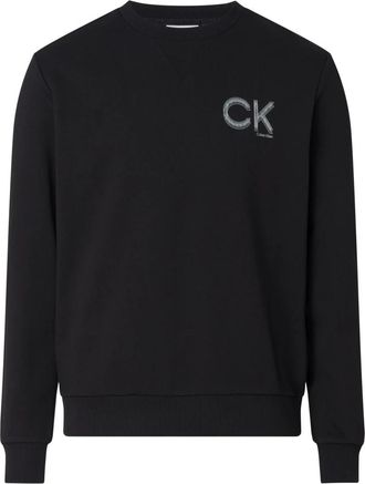 Calvin Klein Gestreepte Borstlogo Hoodies - Heren - Sweatshirts - Zwart - L - Polyester - Hoodies & sweatvesten