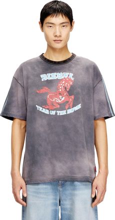 Diesel Cotton T-shirt with horse graphic print - T-Shirts - Man - Grey