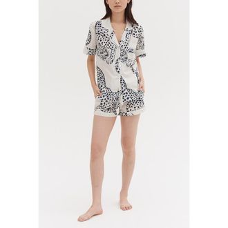 Desmond & Dempsey Short Sleeve Pajama Set in Jag Cream at Nordstrom, Size X-Small Uk