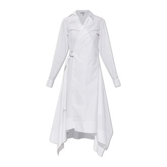 Loewe Asymmetrische Jurk Met Riem - Dames - Jurken - Wit - Maat: XS Katoen