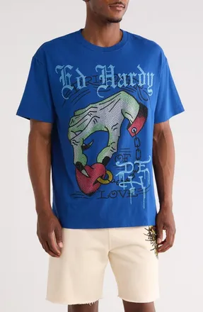 Ed Hardy Love Prisoner Cotton Graphic T-Shirt in Bright Blue at Nordstrom Rack, Size Xx-Large
