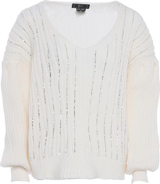 Faina Gebreide trui met pailletten Dames wolwit