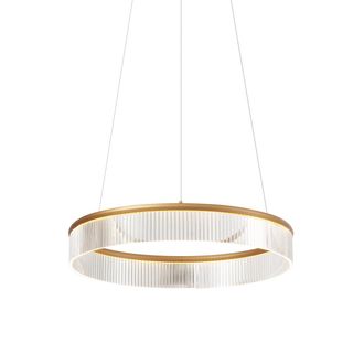 QAZQA Moderno L&aacute;mpara Colgante Moderna Lat&oacute;n 59cm Incl. Led Regulable En 3 Pasos - Anello Chandelier Acero /aluminio /pl&aacute;stico Redonda Incluye Led Max. 1 X 