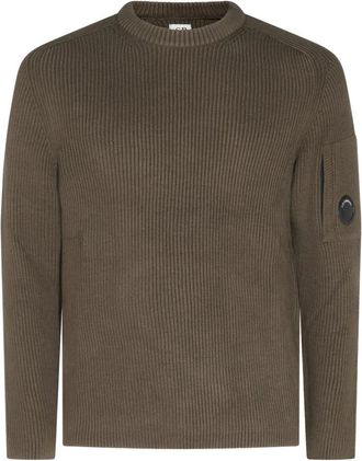 C.P. Company Maglia a girocollo a coste New Lens - - Knitwear - Uomo - Verde - M
