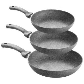 Trade Shop Trade Shop - Set 3 Padelle In Pietra Antiaderenti Regina Di Pietra Diametro 20 - 24 - 28 Cm