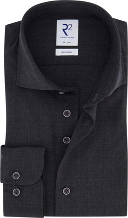 R2 Amsterdam Overhemden, Heren, Grijs, 4Xl, Grijze zakelijk overhemd