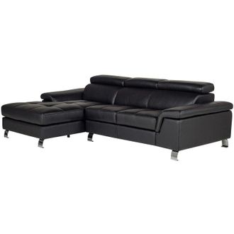Vente-Unique Vente-unique - Divano angolare in pelle Nero - Angolo a sinistra - mishima