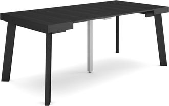 Skraut Home Mesa Consola Extensible, Mesa Comedor Plegable, 180, Para 8 Comensales, Patas De Madera, Estilo Moderno, Negro - Skraut Home