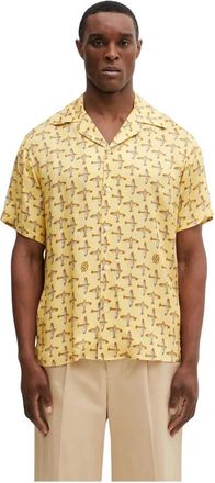 Dr&ocirc;le de Monsieur Short Sleeve Shirts - Heren - Korte mouwen Overhemden - Geel - XL - Overhemden
