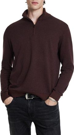 John Varvatos Grand Birdseye Cashmere-Blend 1/2-Zip Pullover