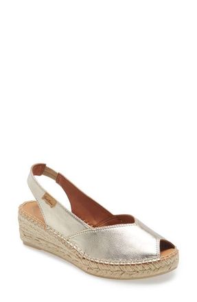 Toni Pons Bernia Espadrille Wedge in Platinum Leather at Nordstrom, Size 5.5-6Us