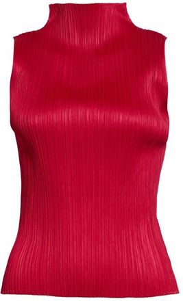Pleats Please Issey Miyake New Colorful Basics 4 Pleated Sleeveless Top in Carmine at Nordstrom, Size 3