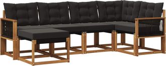 vidaXL Conjunto De Sof&aacute;s De Exterior 6 Uds. Natural Y Negro Vidaxl
