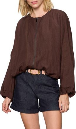 Sanctuary Linen Blend Bubble Jacket in Rich Soil Brown at Nordstrom, Size X-Small
