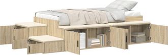 vidaXL Cama Con Almacenamiento Roble Sonoma 80 Cm Madera Contrachapada Vidaxl