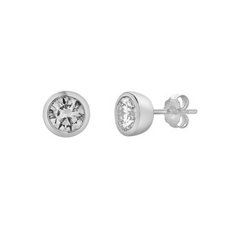 LuvMyJewelry Alisha 1.5 Ct TW Non Certified Lab Grown Round Diamond Studs Bezel 14K Gold Earrings