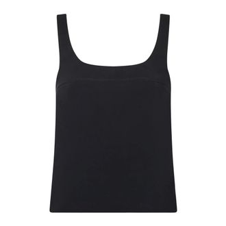 Pinko Pinko, Tops, Dames, Zwart, M, Polyester, Zwarte Mouwloze Stretch Top