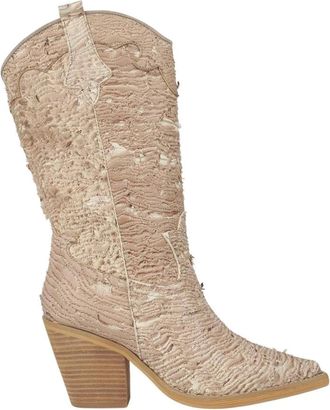 Alma En Pena Geborduurde laars met hak - Dames - Cowboylaarzen - Beige - 39 EU - Schoenen