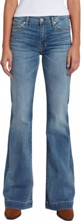7 For All Mankind Dojo Slim Illusion Mid Rise Flare Jeans In Distress Authentic Light