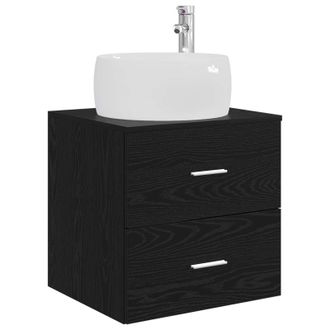 vidaXL Vanidad Con Lavabo De Pared Roble Negro 49,5 X 44,5 X 66 Cm Vidaxl