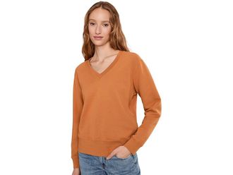 Mod-o-doc Long Sleeve Deep-v Neck Sweatshirt Womens Sweatshirt Croissant : LG (US 12-14), Cotton