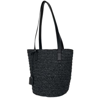 Saint Laurent Black Raffia Leather Tote Bag (Pre-Owned)