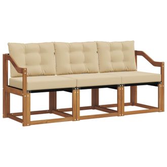 vidaXL Conjunto De Sof&aacute;s De Exterior Con Coj&iacute;n 3 Pcs Natural Y Beige Vidaxl