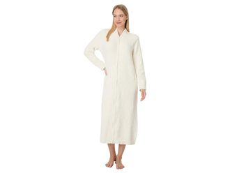 Barefoot Dreams CozyChic(r) Full Zip V-Neck Lounger Womens Pajama Cream : LG/XL (Womens 10-14), Microfiber/Polyester