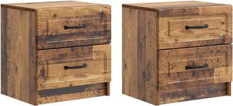 vidaXL Armario De Noche 2 Uds. Madera Envejecida 43 X 34,5 X 44,5 Cm Vidaxl
