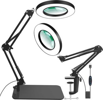 OEM L&aacute;mpara De Escritorio 2 En 1 Con Lupa De 10 Aumentos, Luz Y Soporte, Con 3 Modos De Color Ajustables Para Leer, Reparar Y Hacer Manualidades [clase En
