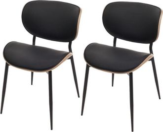 Hhg Hhg - Nunca Usado] Juego De 2 Sillas De Comedor 233, Silla, Madera Curvada Imitaci&oacute;n Cuero 280g/m&sup2; Oeko-tex Mvg, Natural, Negro