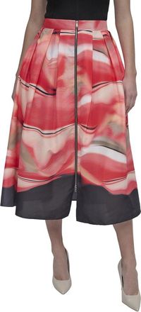 DKNY Dkny Front Zip Border Print Skirt