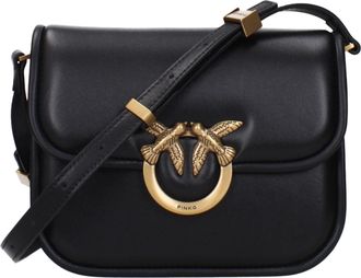 Pinko Zwarte Leren Schoudertas