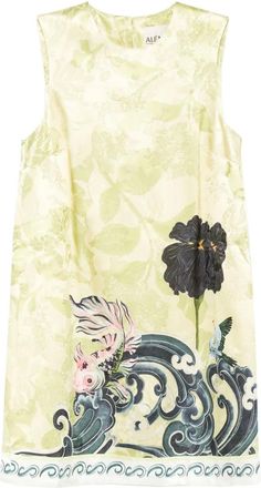 Alemais Abito corto smanicato Rochester a fiori - Verde