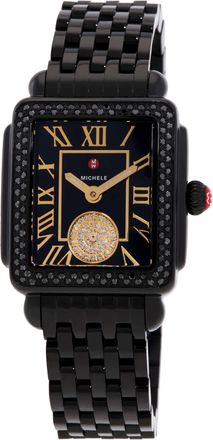 Michele Deco Diamond Madison Quartz Black Dial Ladies Watch MWW06G000051