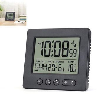 No Brand Reloj Despertador Digital Radiocontrolado Con Doble Alarma, Temporizador Autom&aacute;tico, Indicador De Temperatura Y Funci&oacute;n De Repetici&oacute;n