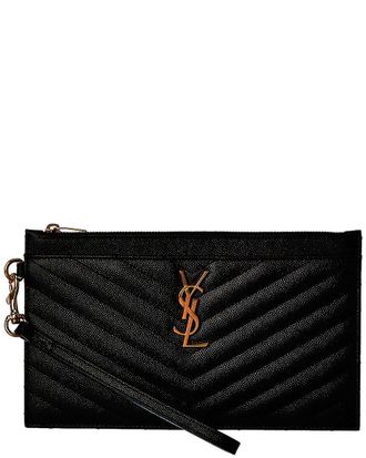 Saint Laurent Monogram Quilted Leather Clutch
