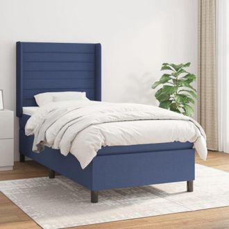 vidaXL Cama Box Spring Con Colch&oacute;n Tela Azul 80x200 Cm Vidaxl