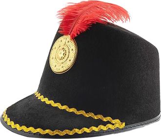 Generic Adult Kids Drum Major Hat Drummer Performance Feather Hat Soldier Cap Fancy Dress up for Carnival Cosplay Black