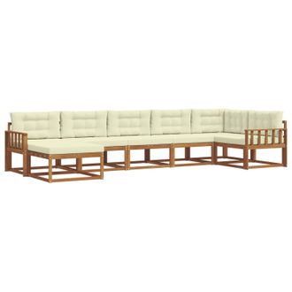vidaXL Conjunto De Sof&aacute;s De Exterior Con Coj&iacute;n 7 Pcs Natural Y Crema Vidaxl