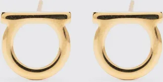 Ferragamo Orecchini in ottone con finitura oro e dettaglio logo