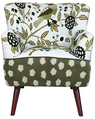 LR Home Lr Home Dahlia Velvet Bird Embroidered Handmade Accent Chair