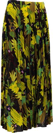 Valentino Garavani Green Print Pleated Womens Skirt