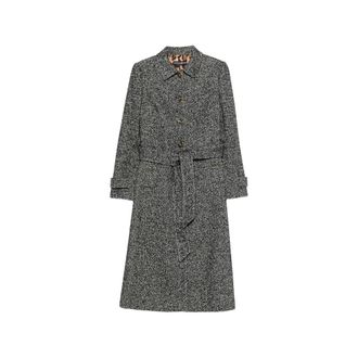 Dolce & Gabbana Herringbone-pattern Belted Single-breasted Coat
