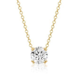 MAX + STONE 10K Yellow or White Gold Solitaire Round Pendant Embellished with Swarovski Zirconia Various Sizes