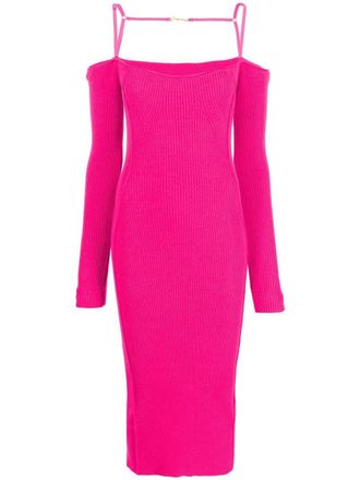 Jacquemus La Robe Sierra ribbed midi dress - women - Linen/Flax/Polyamide/Viscose/Elastane - 32 - Pink